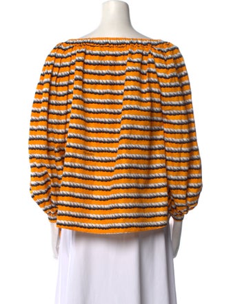Yves Saint Laurent Striped Scoop Neck Blouse