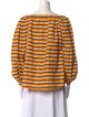 Yves Saint Laurent Striped Scoop Neck Blouse
