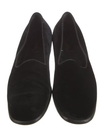 Yves Saint Laurent Rive Gauche Velvet Embroidered Accent Slippers