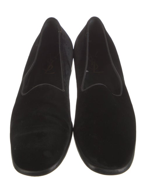 Yves Saint Laurent Rive Gauche Velvet Embroidered Accent Slippers