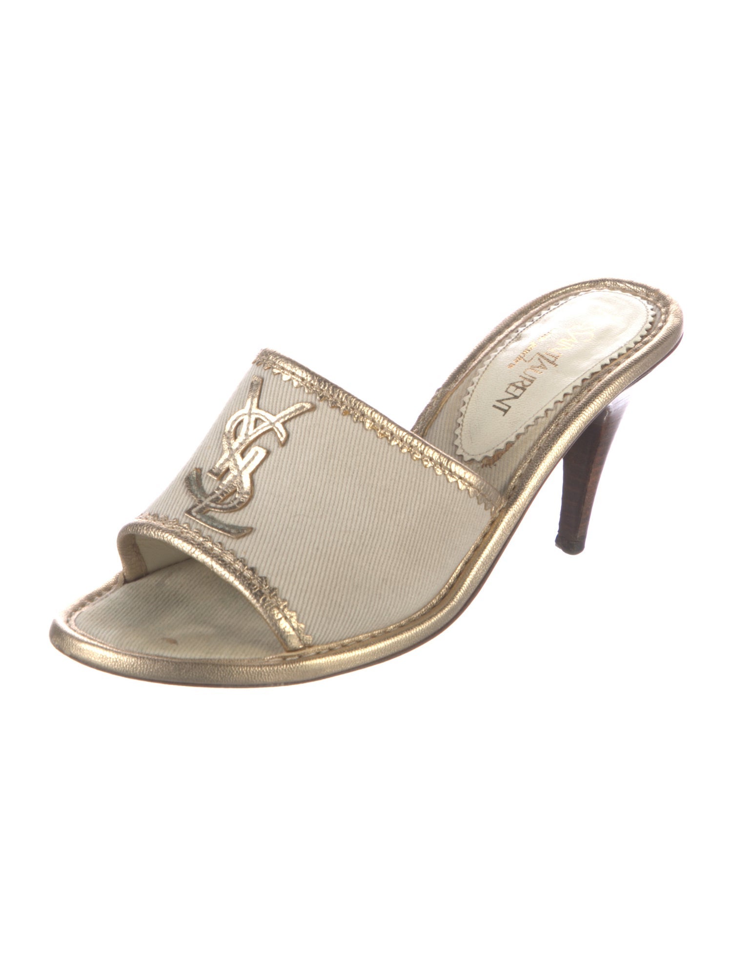 Yves Saint Laurent Vintage Embroidered Accent Slides