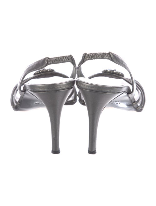 Yves Saint Laurent Leather Crystal Embellishments Slingback Sandals