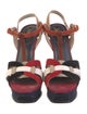 Yves Saint Laurent Suede Colorblock Pattern T-Strap Pumps