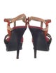 Yves Saint Laurent Suede Colorblock Pattern T-Strap Pumps