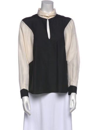 Yves Saint Laurent Silk Mock Neck Blouse
