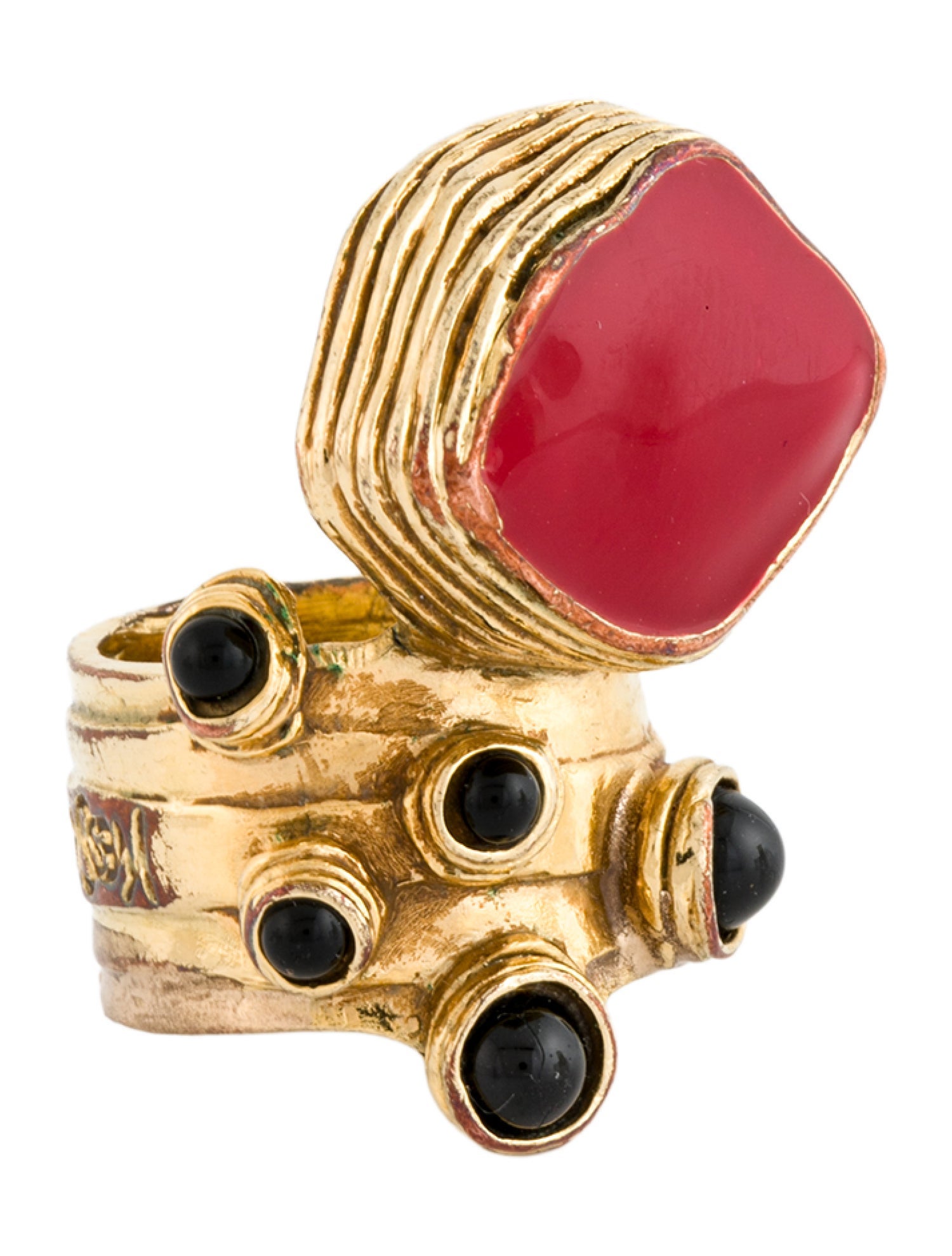 Yves Saint Laurent Resin & Enamel Arty Cocktail Ring