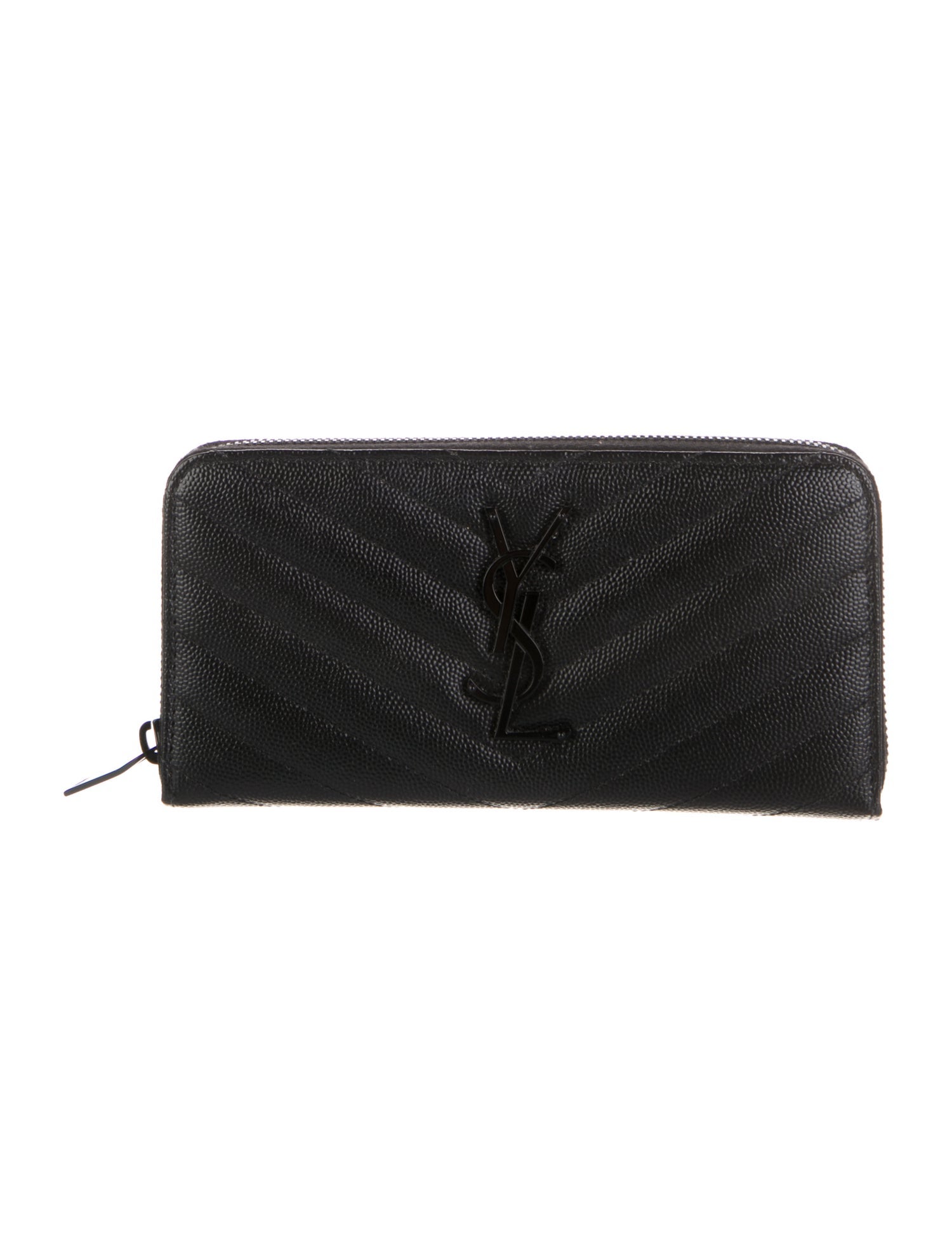 Yves Saint Laurent Monogram Matelasse Zip Around Quilted Pattern Continental Wallet