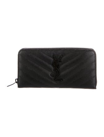 Yves Saint Laurent Monogram Matelasse Zip Around Quilted Pattern Continental Wallet