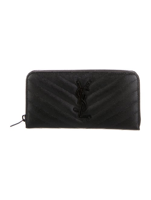 Yves Saint Laurent Monogram Matelasse Zip Around Quilted Pattern Continental Wallet