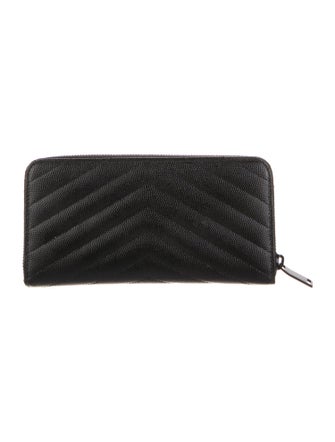 Yves Saint Laurent Monogram Matelasse Zip Around Quilted Pattern Continental Wallet