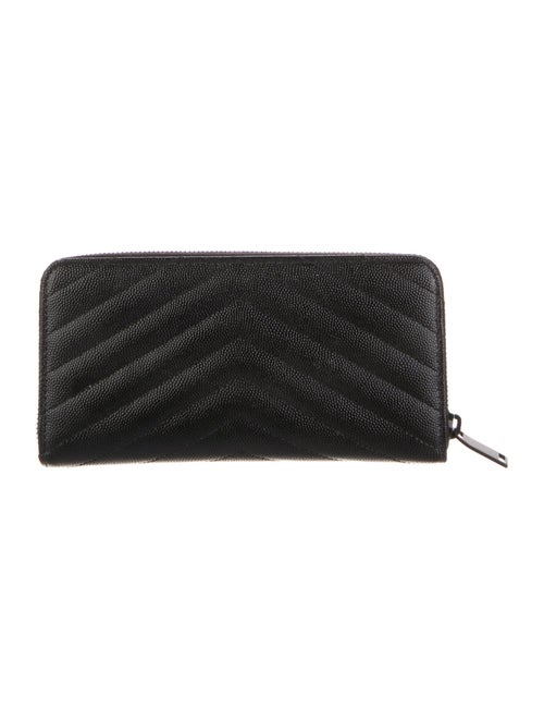Yves Saint Laurent Monogram Matelasse Zip Around Quilted Pattern Continental Wallet