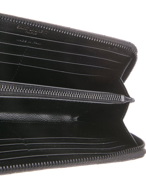 Yves Saint Laurent Monogram Matelasse Zip Around Quilted Pattern Continental Wallet