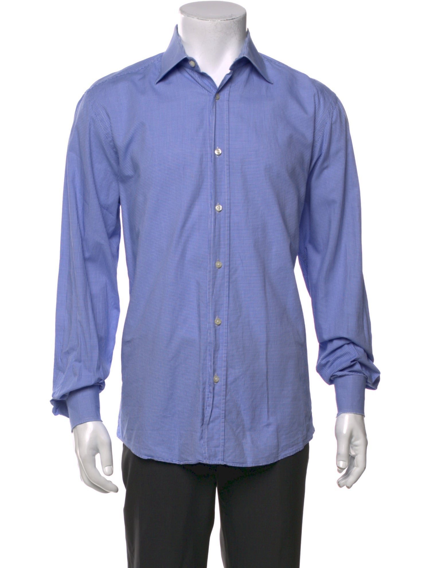 Yves Saint Laurent Plaid Print Long Sleeve Dress Shirt