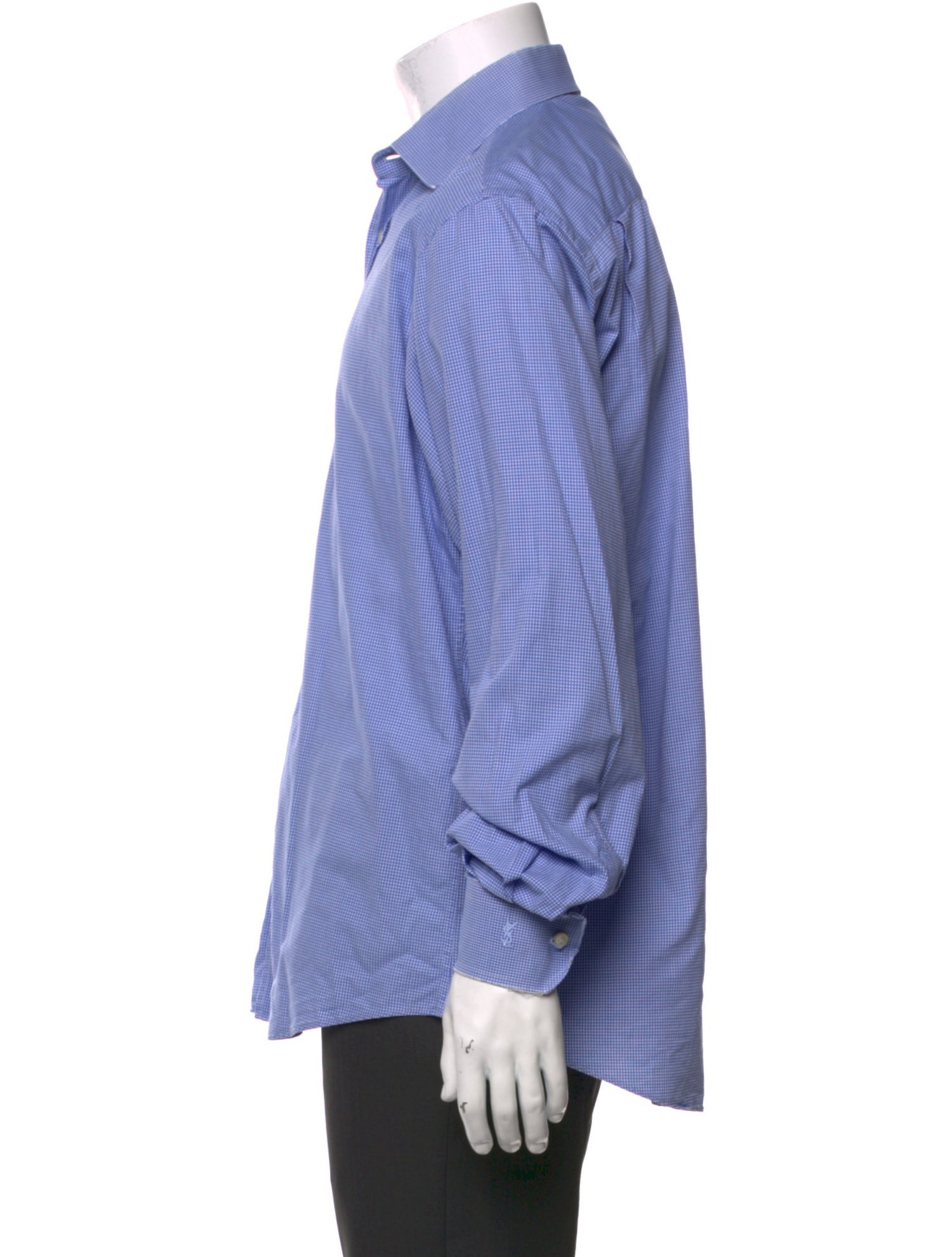 Yves Saint Laurent Plaid Print Long Sleeve Dress Shirt