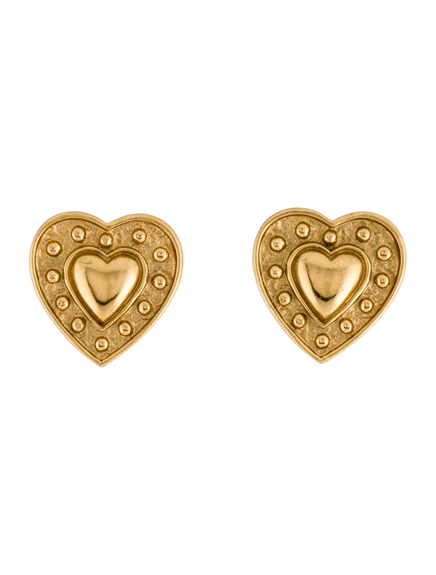 Yves Saint Laurent Textured Heart Clip-On Earrings