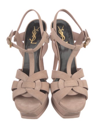 Yves Saint Laurent Suede T-Strap Sandals