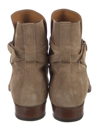 Saint Laurent Suede Moto Boots