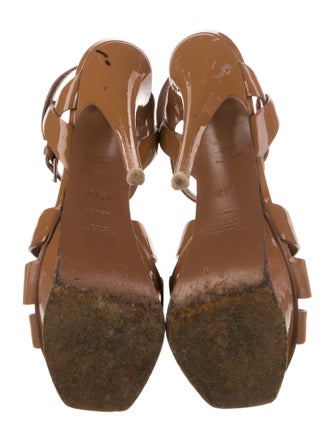 Yves Saint Laurent Patent Leather T-Strap Sandals