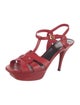 Yves Saint Laurent Leather Braided Accents T-Strap Sandals