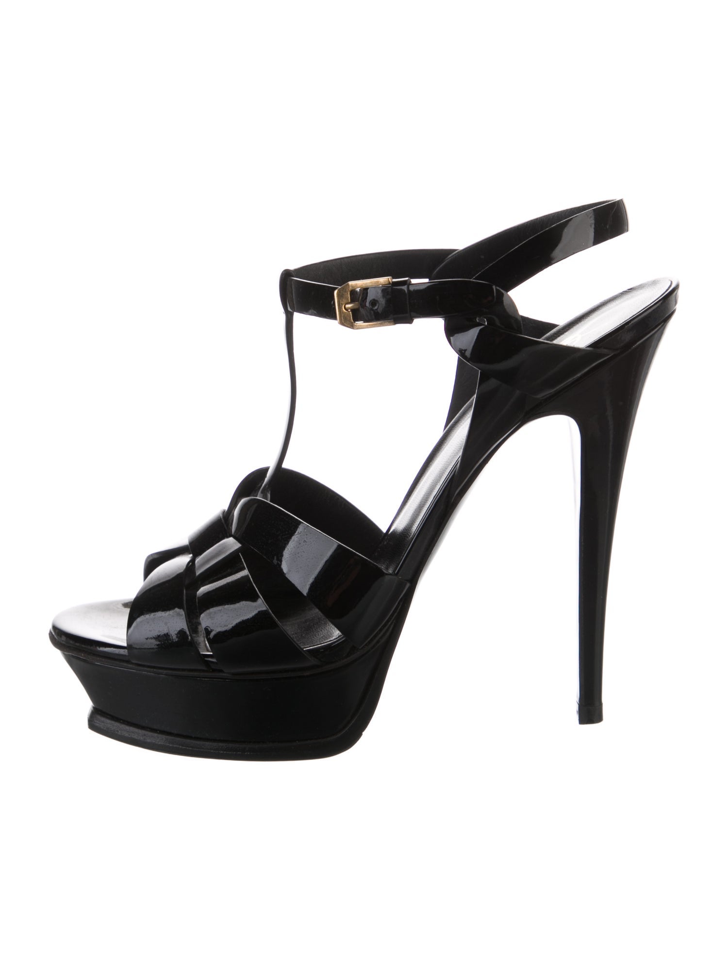 Yves Saint Laurent Patent Leather T-Strap Sandals