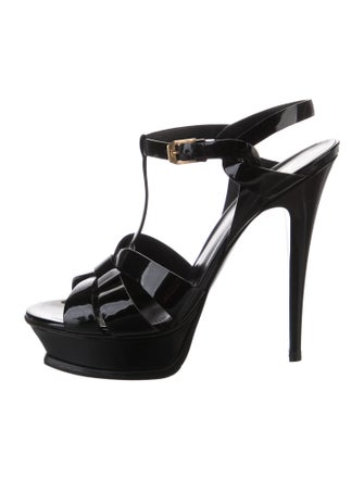 Yves Saint Laurent Patent Leather T-Strap Sandals