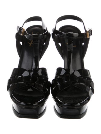 Yves Saint Laurent Patent Leather T-Strap Sandals