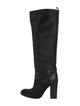Yves Saint Laurent Ponyhair Leather Trim Embellishment Boots