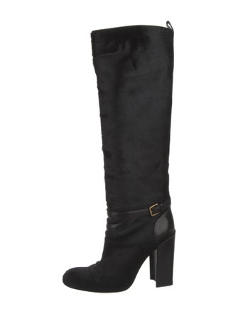Yves Saint Laurent Ponyhair Leather Trim Embellishment Boots