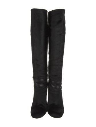 Yves Saint Laurent Ponyhair Leather Trim Embellishment Boots