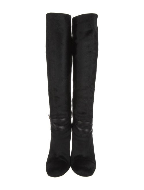 Yves Saint Laurent Ponyhair Leather Trim Embellishment Boots