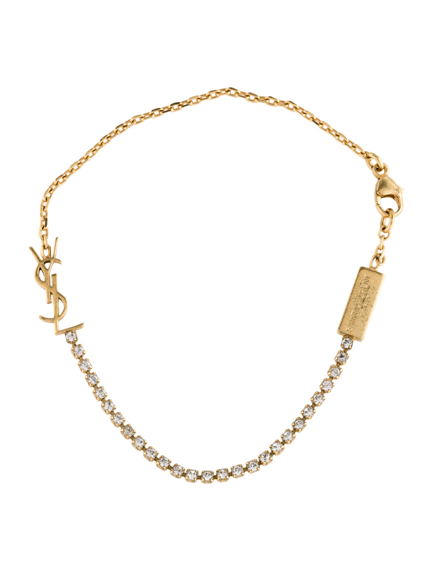 Yves Saint Laurent Cassandre Crystal Charm Bracelet