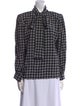 Yves Saint Laurent Printed Mock Neck Button-Up Top
