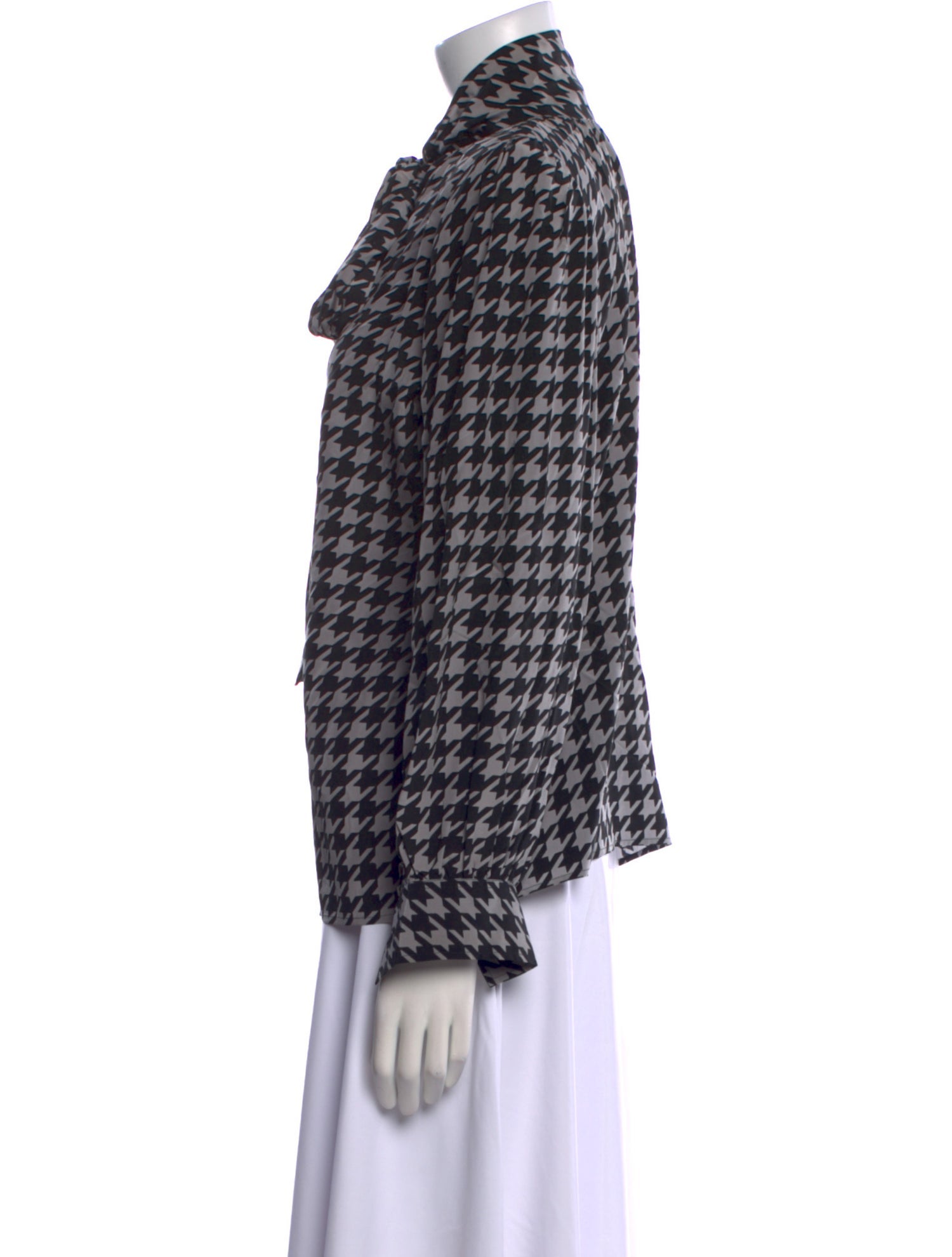 Yves Saint Laurent Printed Mock Neck Button-Up Top