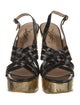 Yves Saint Laurent Patent Leather Colorblock Pattern Slingback Sandals