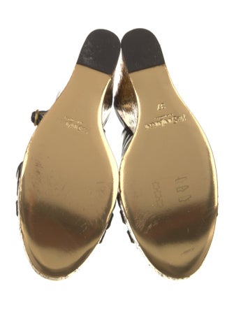 Yves Saint Laurent Patent Leather Colorblock Pattern Slingback Sandals