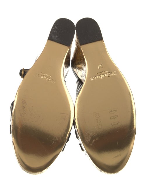 Yves Saint Laurent Patent Leather Colorblock Pattern Slingback Sandals