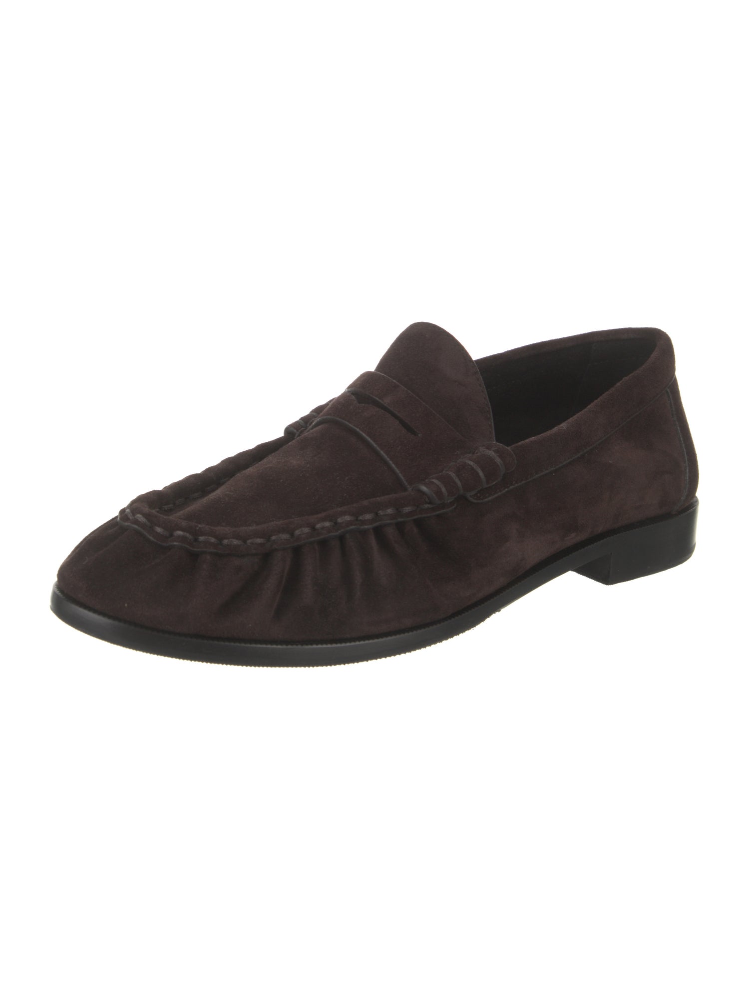 Yves Saint Laurent Suede Ruffle Embellishment Loafers