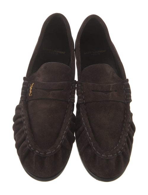 Yves Saint Laurent Suede Ruffle Embellishment Loafers