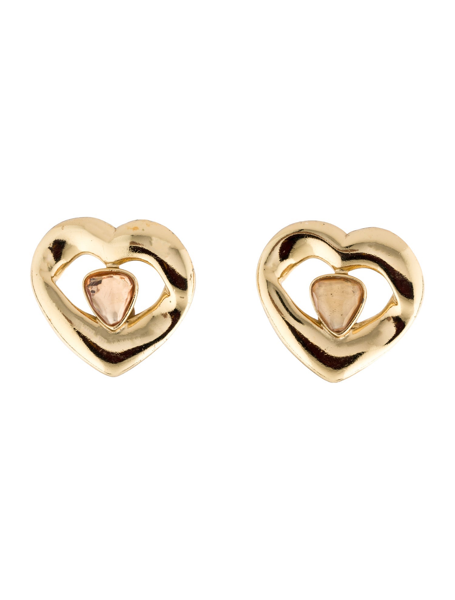 Yves Saint Laurent Crystal Open Heart Clip-On Earrings
