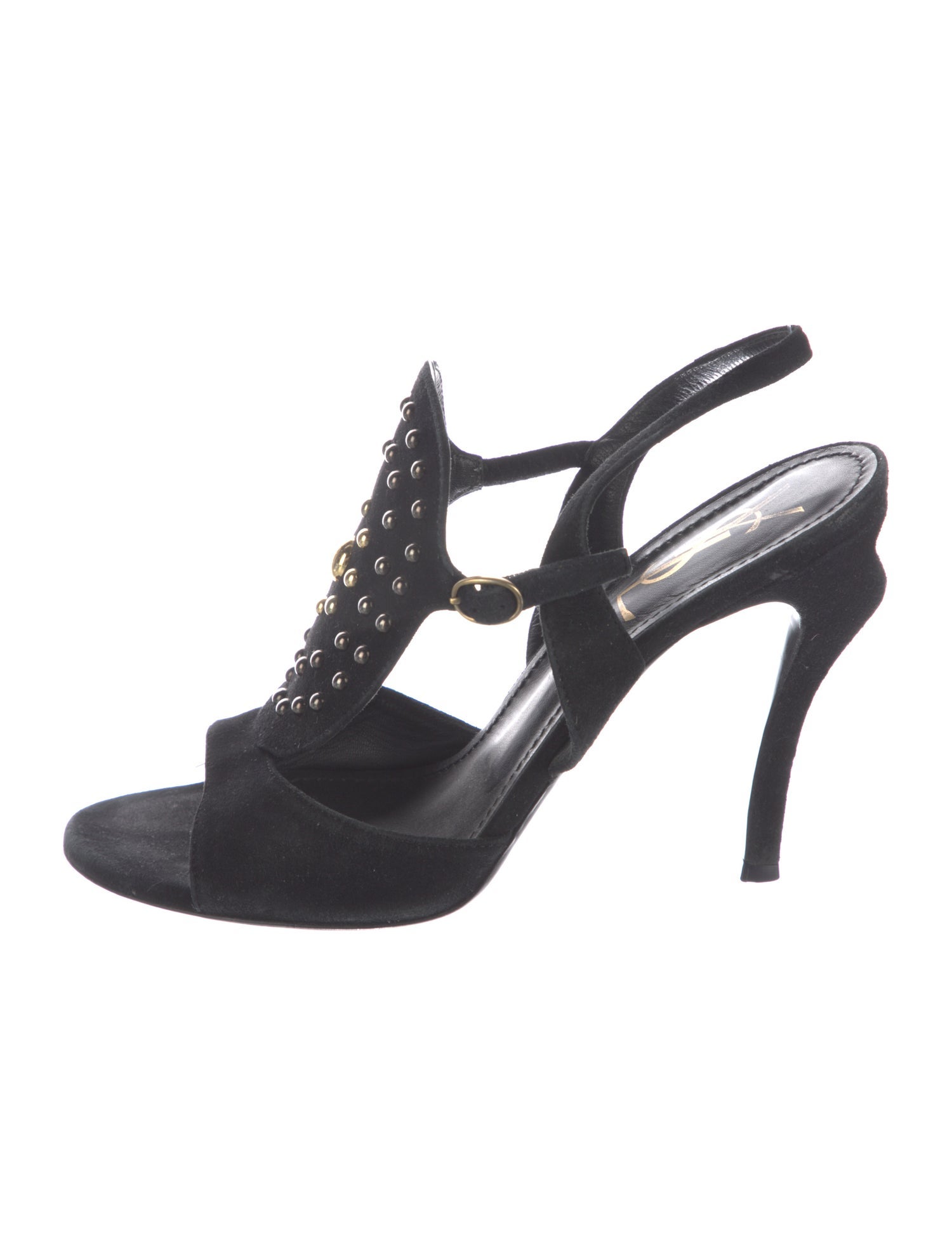 Yves Saint Laurent Suede Studded Accents Slingback Sandals