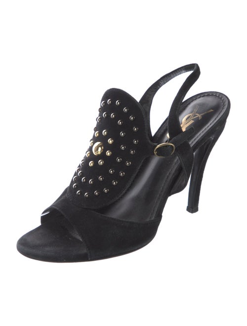 Yves Saint Laurent Suede Studded Accents Slingback Sandals