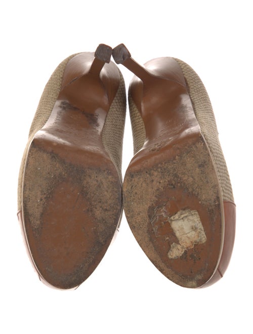 Yves Saint Laurent Canvas Leather Trim Embellishment Pumps