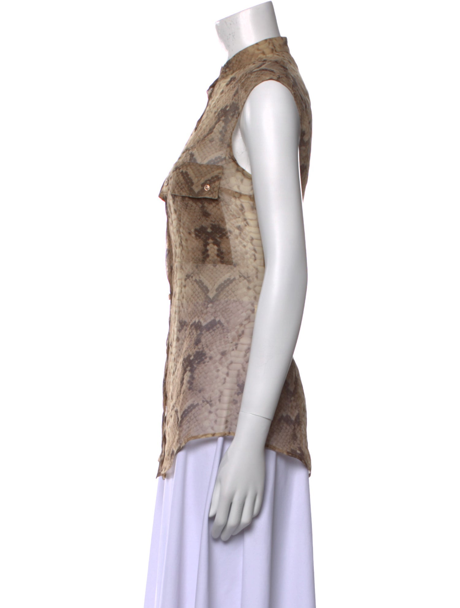 Yves Saint Laurent Silk Animal Print Button-Up Top