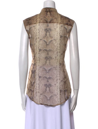 Yves Saint Laurent Silk Animal Print Button-Up Top