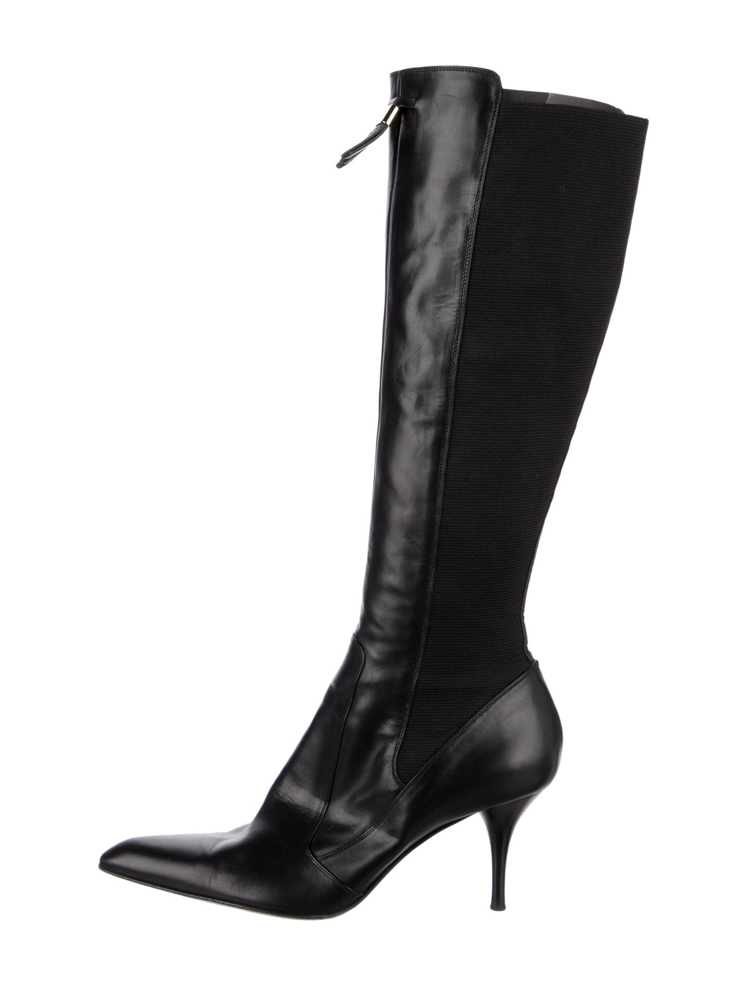 Yves Saint Laurent Leather Tassel Accents Sock Boots