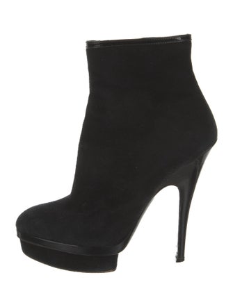 Yves Saint Laurent Suede Leather Trim Embellishment Boots