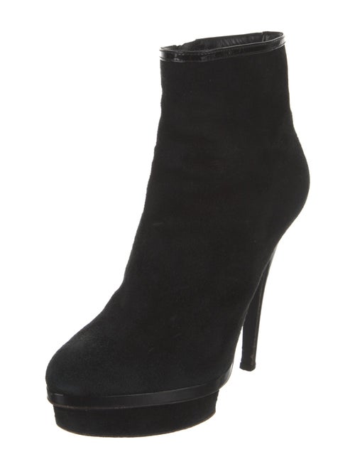 Yves Saint Laurent Suede Leather Trim Embellishment Boots