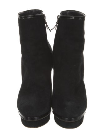 Yves Saint Laurent Suede Leather Trim Embellishment Boots