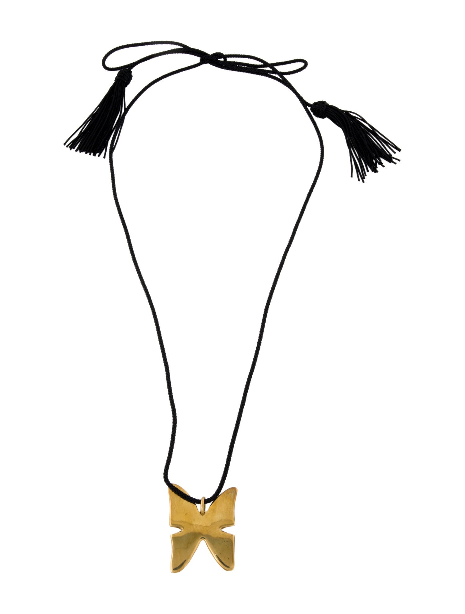 Yves Saint Laurent Cord Butterfly Pendant Necklace