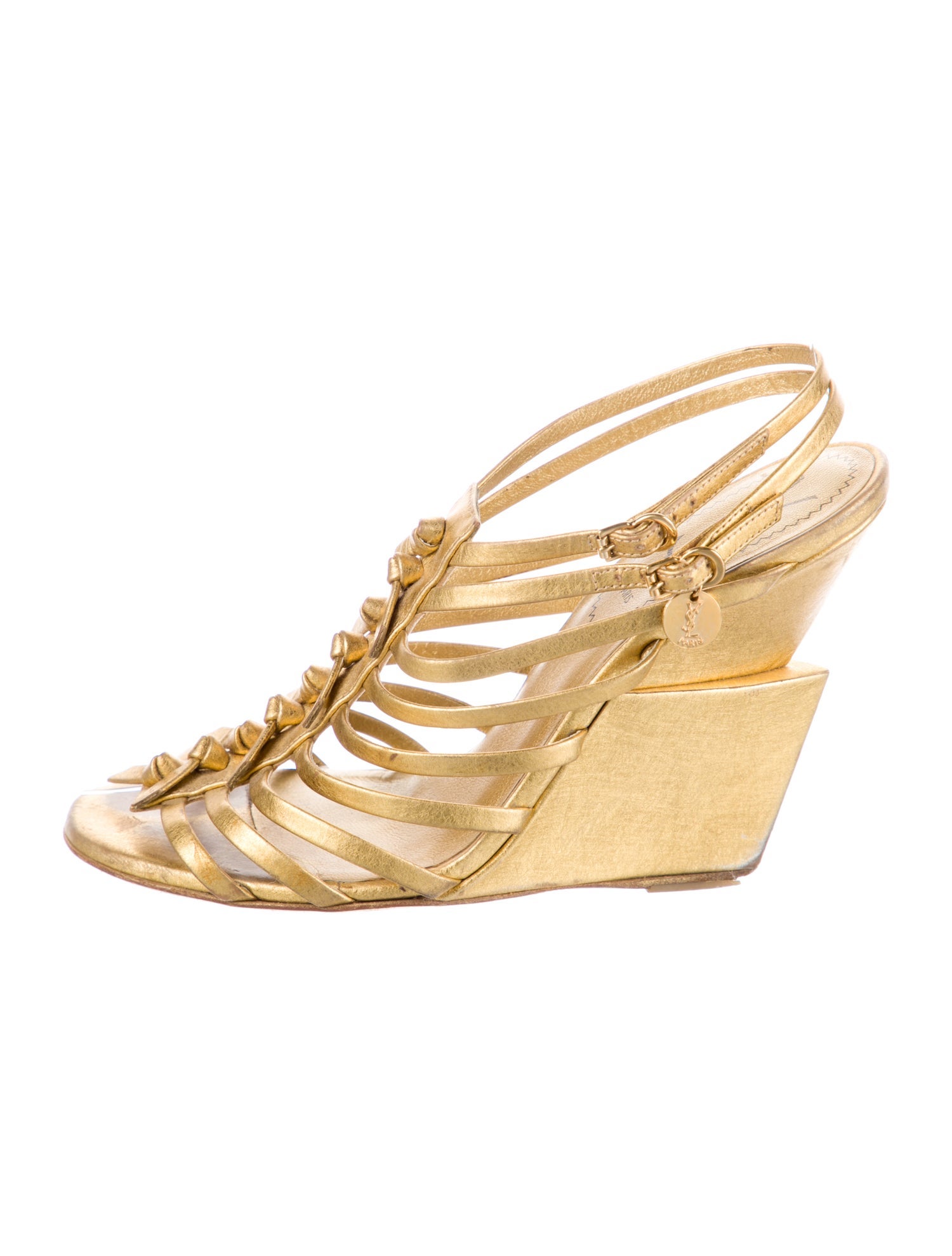 Yves Saint Laurent Rive Gauche Leather Bow Accents Gladiator Sandals